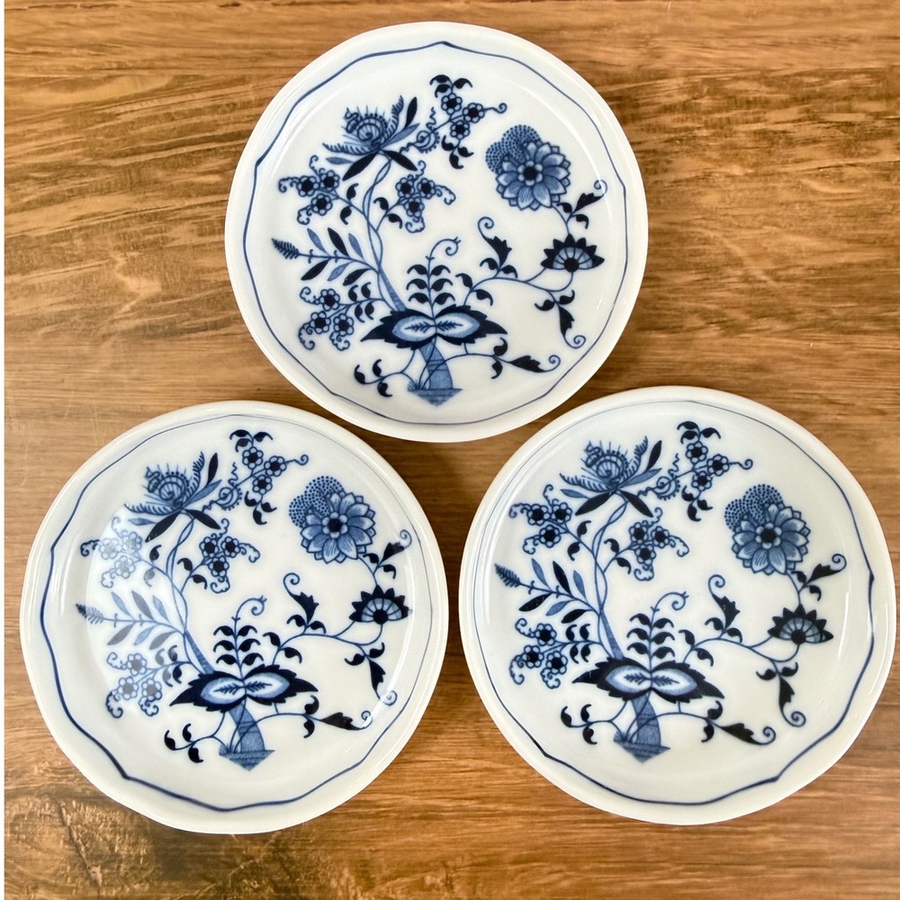 (3) Vintage‎ Blue Danube Cobalt Onion Pattern Mug Coasters Rectangle Stamp EUC